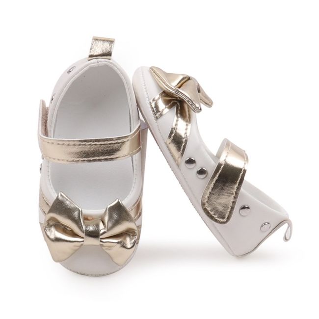 Pantofiori eleganti albi cu insertii aurii csbbw3095-3-va11
