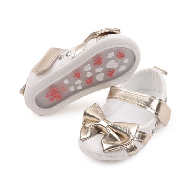 Pantofiori eleganti albi cu insertii aurii csbbw3095-3-va11