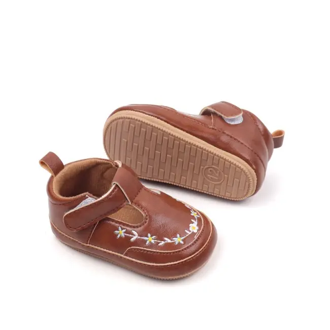 Pantofiori maro cu broderie florala chbmb4001-1-va12