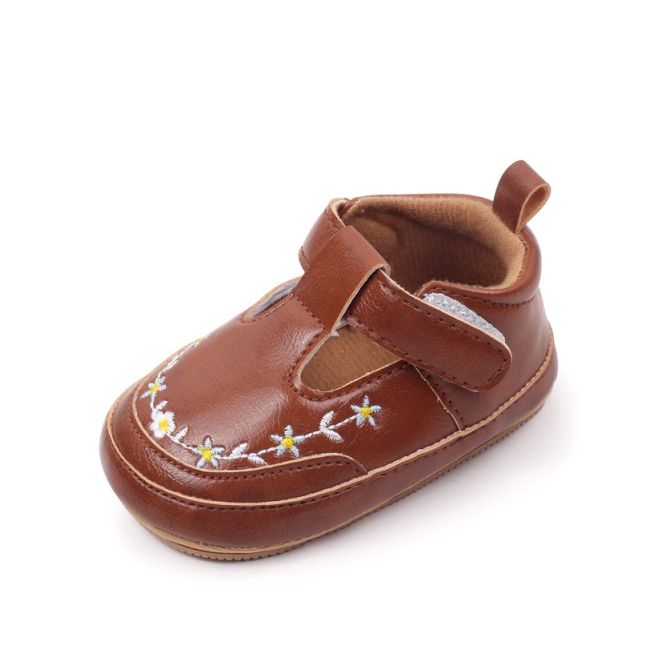 Pantofiori maro cu broderie florala chbmb4001-1-va12