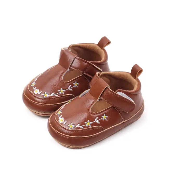 Pantofiori maro cu broderie florala chbmb4001-1-va12