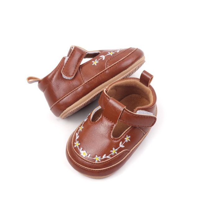 Pantofiori maro cu broderie florala chbmb4001-1-va12