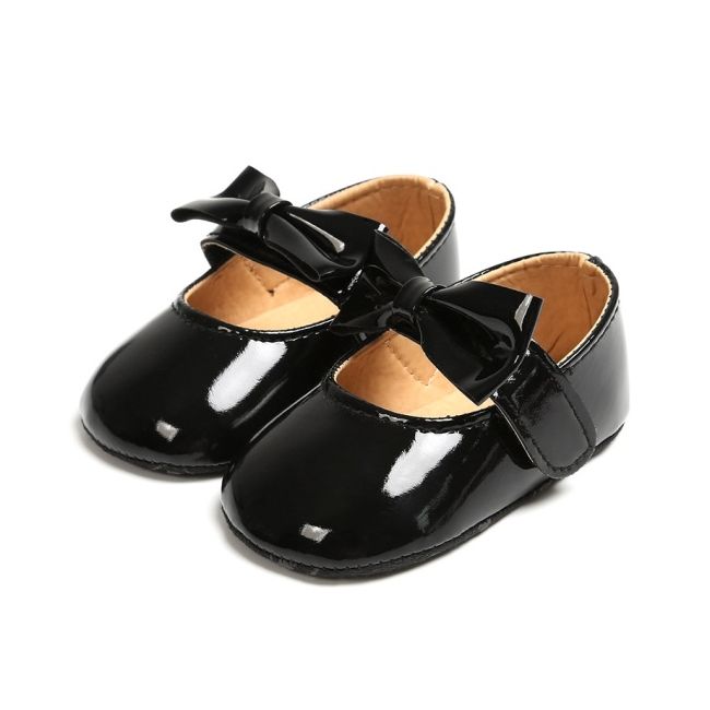 Pantofiori negri cu fundita din piele ecologica lacuita chym70-1-va11