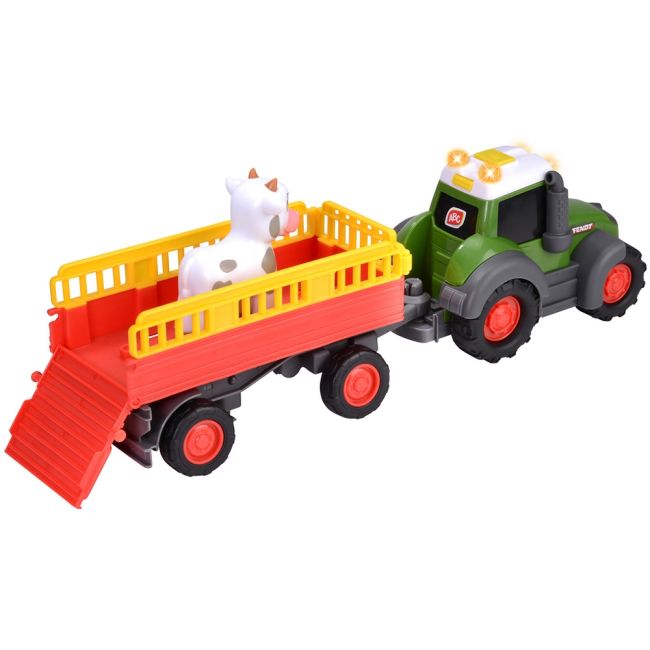 Tractor simba abc fendt animal trailer 30 cm cu lumini, sunete, remorca si figurina hubs204115011
