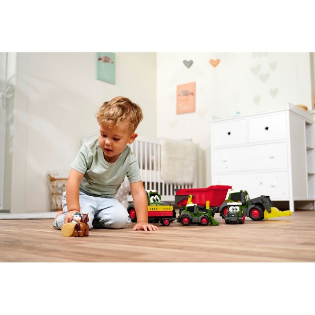 Tractor simba abc fendt animal trailer 30 cm cu lumini, sunete, remorca si figurina hubs204115011