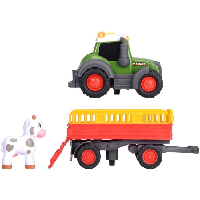 Tractor simba abc fendt animal trailer 30 cm cu lumini, sunete, remorca si figurina hubs204115011