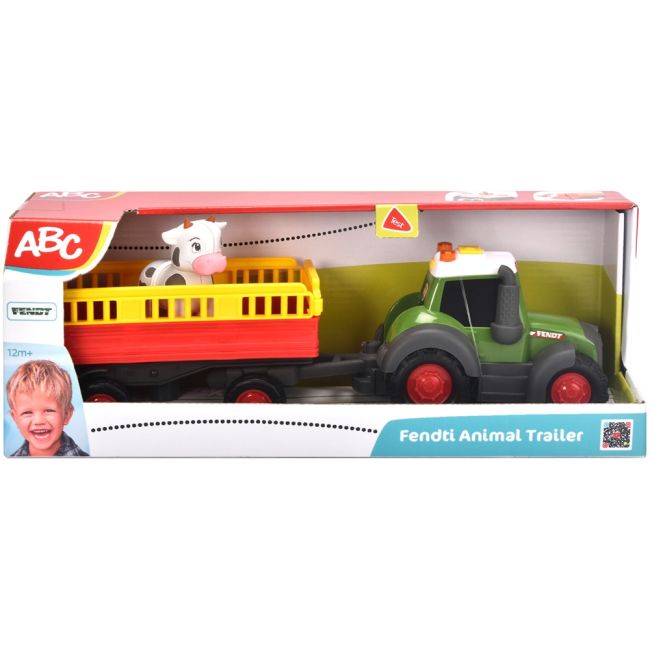 Tractor simba abc fendt animal trailer 30 cm cu lumini, sunete, remorca si figurina hubs204115011