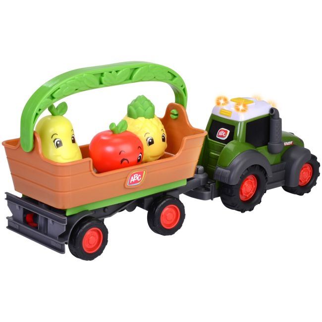Tractor simba abc freddy fruit trailer 30 cm cu lumini, sunete, remorca si figurine hubs204115010