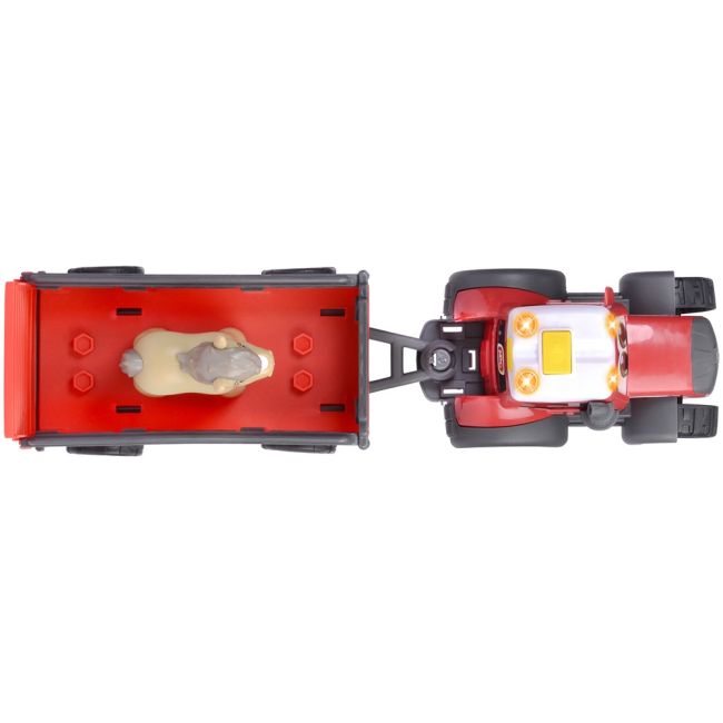 Tractor simba abc massey ferguson animal trailer 30 cm cu lumini, sunete, remorca si figurina hubs204115012