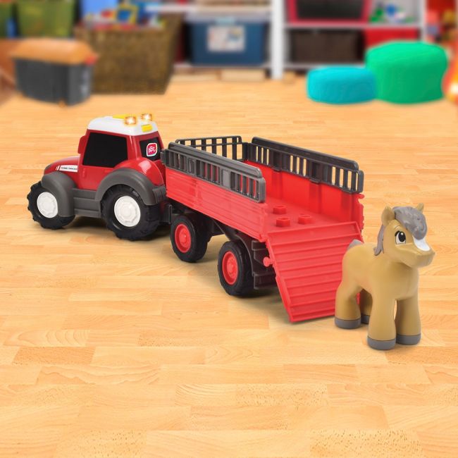 Tractor simba abc massey ferguson animal trailer 30 cm cu lumini, sunete, remorca si figurina hubs204115012