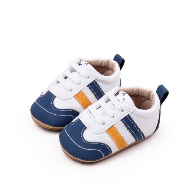 Adidasi pentru bebelusi, albi cu insertii bleumarine si porticalii chbxc4007-2-va16