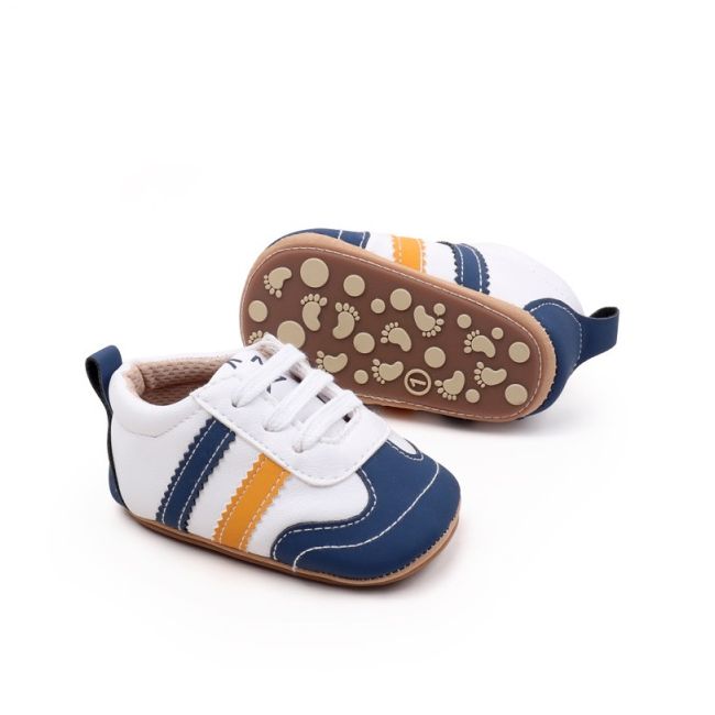 Adidasi pentru bebelusi, albi cu insertii bleumarine si porticalii chbxc4007-2-va16