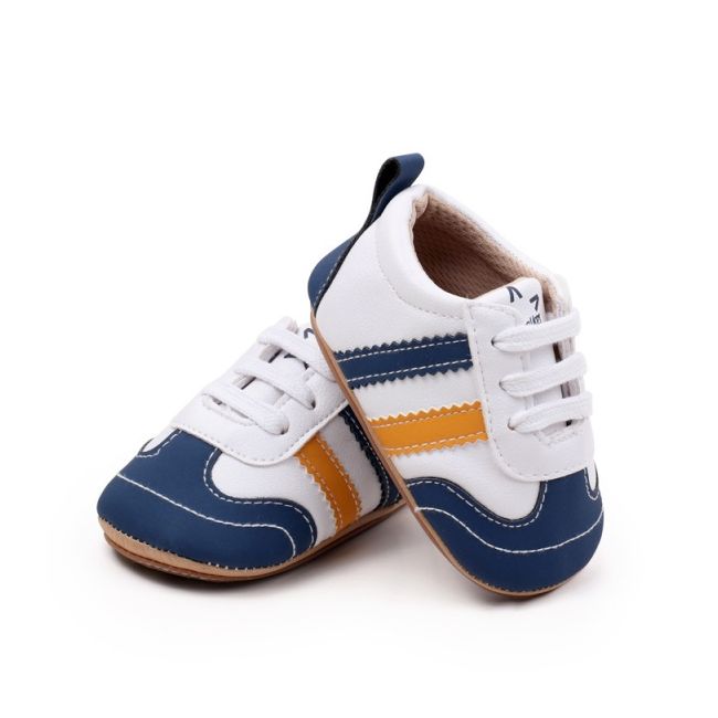 Adidasi pentru bebelusi, albi cu insertii bleumarine si porticalii chbxc4007-2-va16