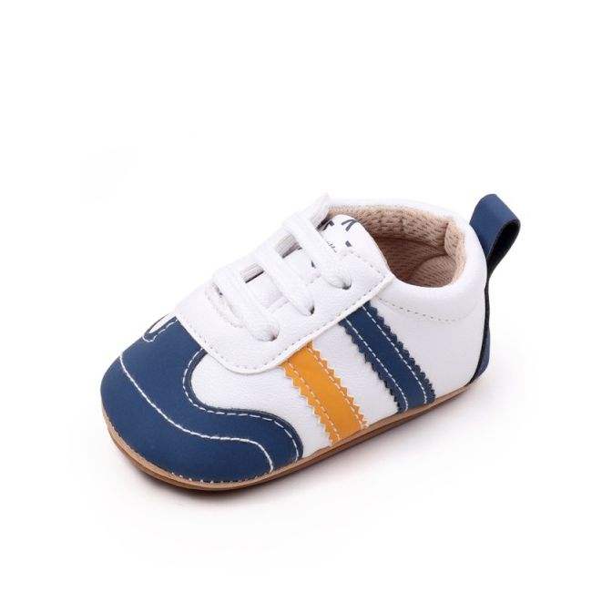 Adidasi pentru bebelusi, albi cu insertii bleumarine si porticalii chbxc4007-2-va16