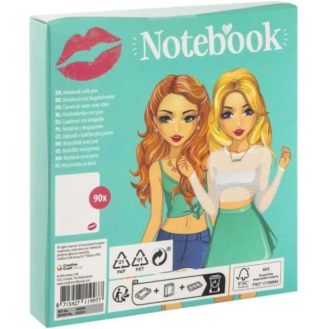 Carnetel Besties cu Pix 90 de File Liniate,15 x 10.5 cm Grafix GR140045 BBJGR140045_Turcoaz