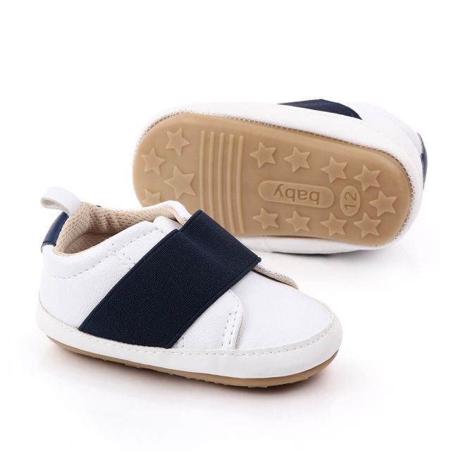 Pantofi albi cu banda elastica bleumarin chd2255-1-va15