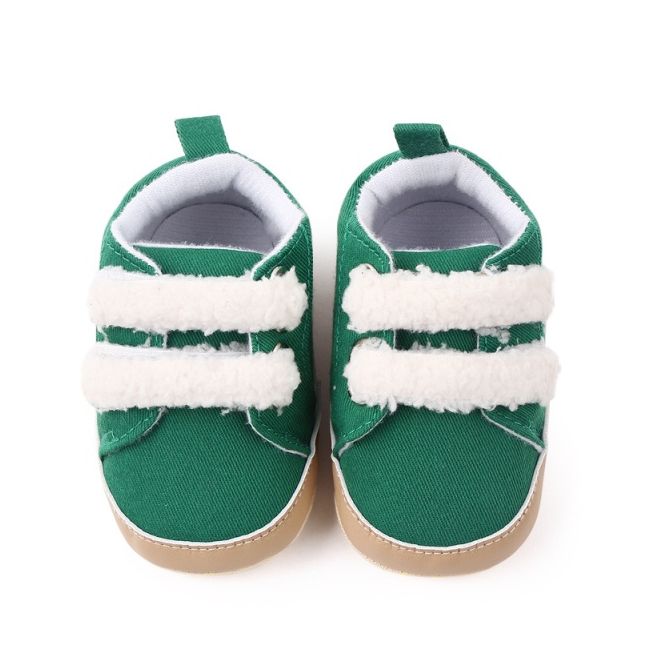 Pantofi pentru bebelusi, verzi, cu barete din blanita csbl2250-3-va14