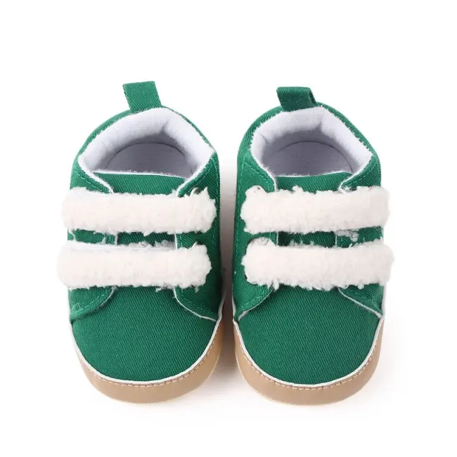 Pantofi pentru bebelusi, verzi, cu barete din blanita csbl2250-3-va14