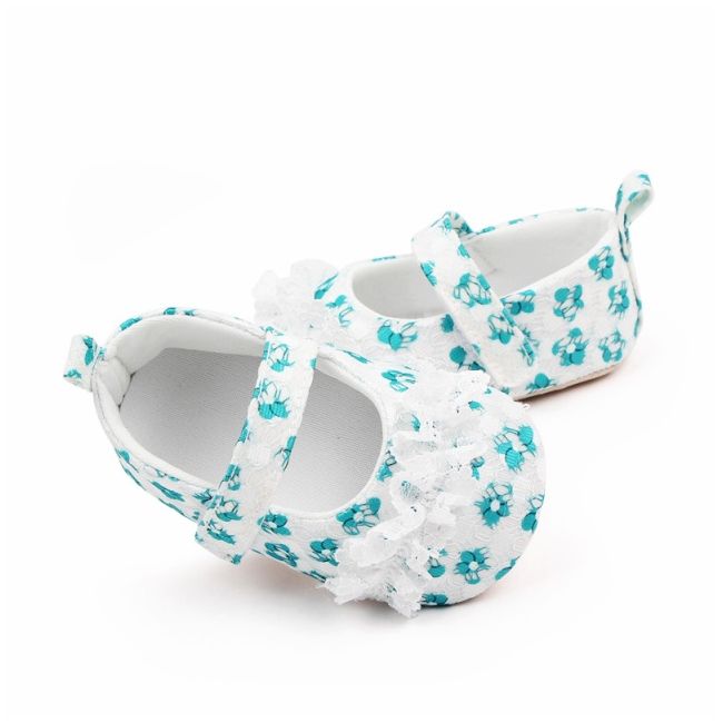Pantofiori albi cu danteluta cu floricele verzi csbxc3068-2-va16