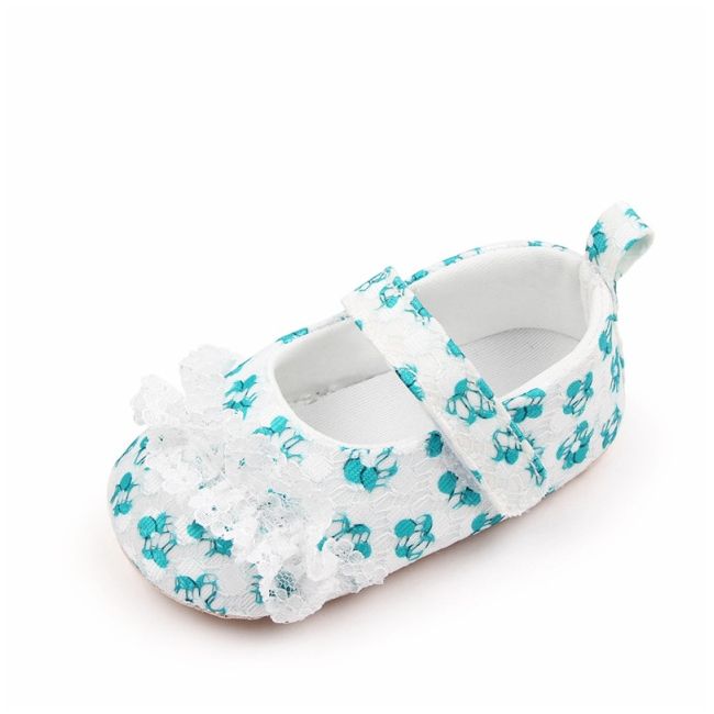 Pantofiori albi cu danteluta cu floricele verzi csbxc3068-2-va16