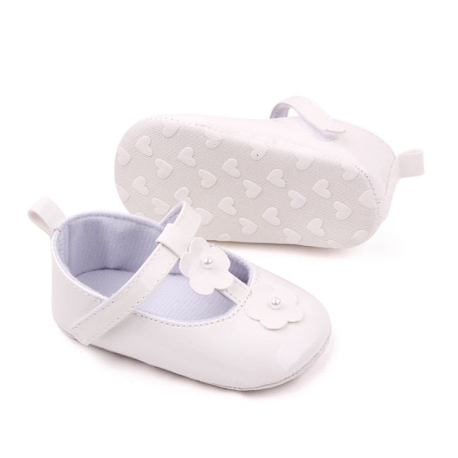 Pantofiori albi cu floricele si perlute csbm2328-3-va14