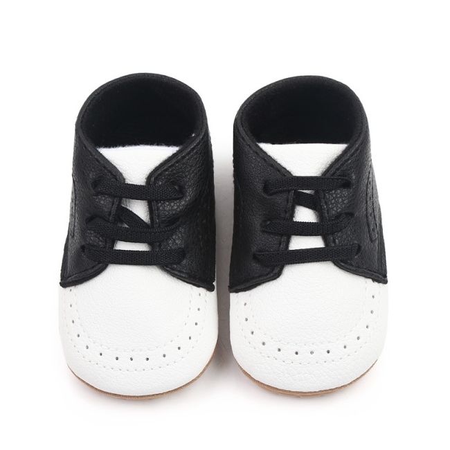 Pantofiori albi cu negru cu sireturi din elastic pentru baietei chm1994-2-va14