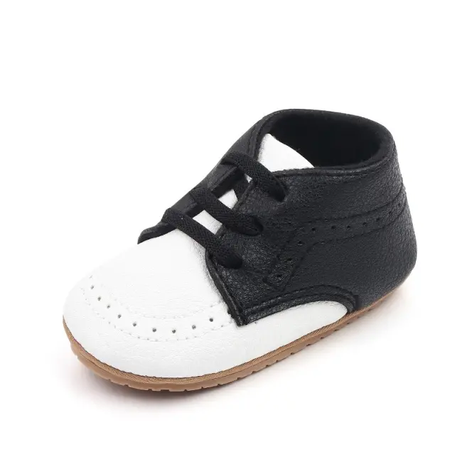 Pantofiori albi cu negru cu sireturi din elastic pentru baietei chm1994-2-va14