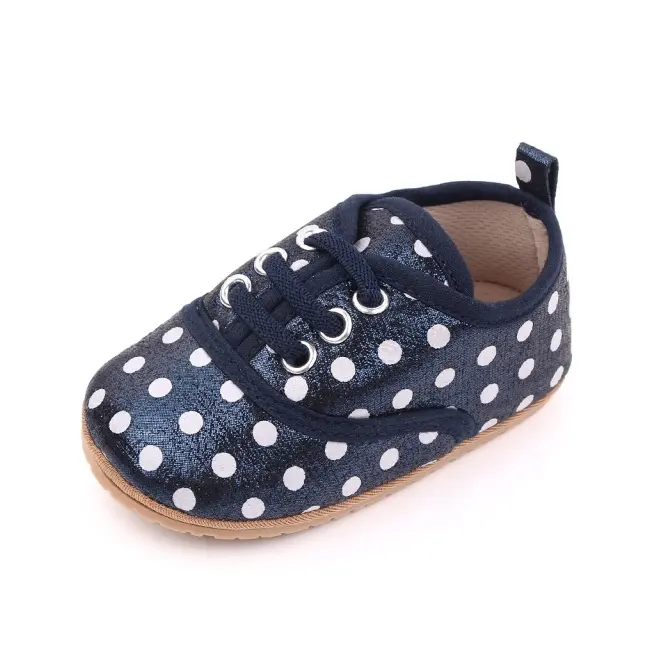 Pantofiori pentru bebelusi, bleumarine sidefat cu buline albe chd2579-4-va15