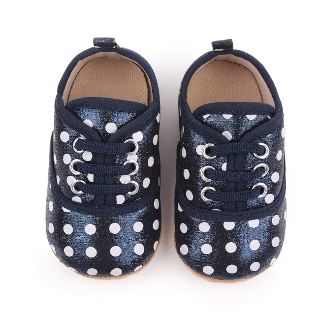 Pantofiori pentru bebelusi, bleumarine sidefat cu buline albe chd2579-4-va15