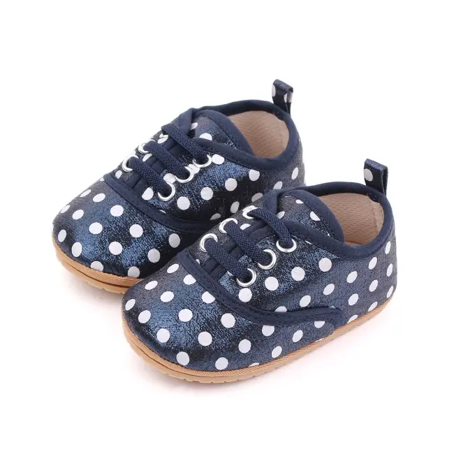 Pantofiori pentru bebelusi, bleumarine sidefat cu buline albe chd2579-4-va15