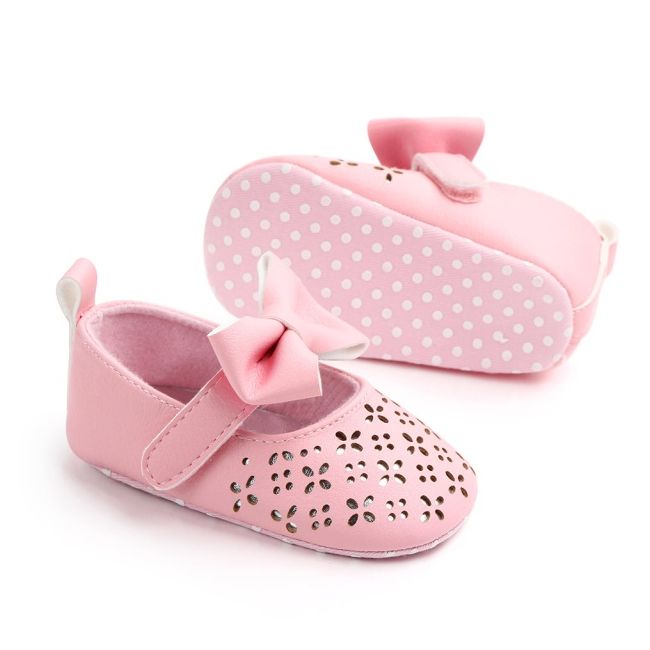 Pantofiori roz cu model ajurat si fundita aplicata chd2126-1-va15