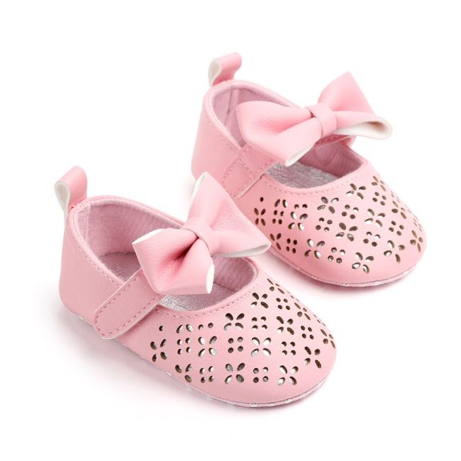 Pantofiori roz cu model ajurat si fundita aplicata chd2126-1-va15