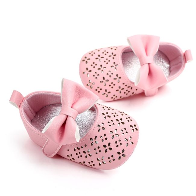 Pantofiori roz cu model ajurat si fundita aplicata chd2126-1-va15
