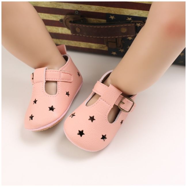 Pantofiori roz cu stelute decupate chc-684-3-va14