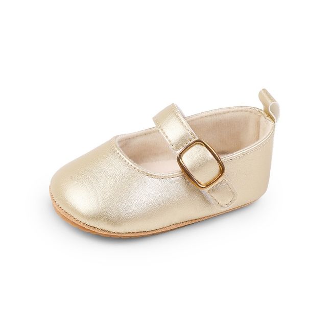 Pantofiori aurii eleganti pentru bebelusi cu bareta cu arici cs2222-4-va17