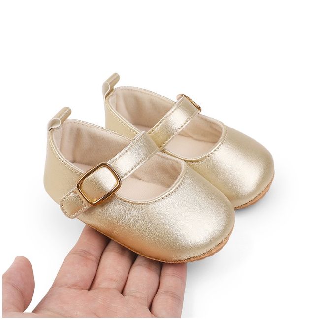 Pantofiori aurii eleganti pentru bebelusi cu bareta cu arici cs2222-4-va17