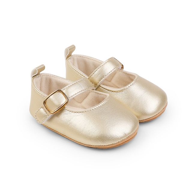 Pantofiori aurii eleganti pentru bebelusi cu bareta cu arici cs2222-4-va17