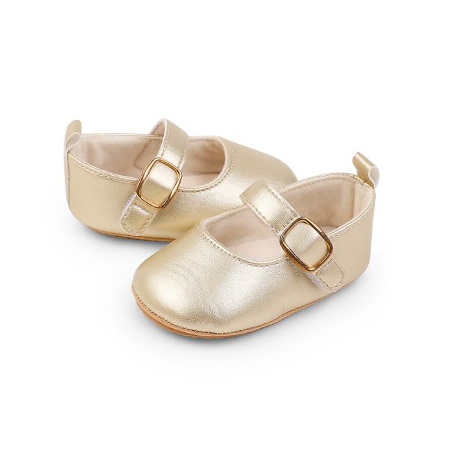 Pantofiori aurii eleganti pentru bebelusi cu bareta cu arici cs2222-4-va17