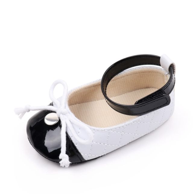 Pantofiori eleganti alb cu negru pentru bebelusi chbjz3210-2-va17