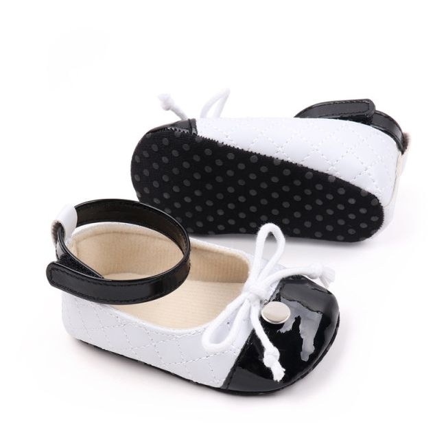 Pantofiori eleganti alb cu negru pentru bebelusi chbjz3210-2-va17