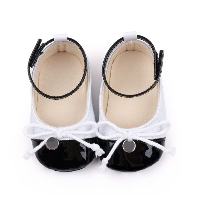 Pantofiori eleganti alb cu negru pentru bebelusi chbjz3210-2-va17