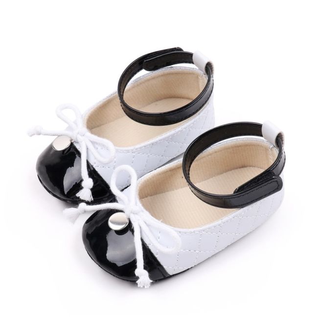 Pantofiori eleganti alb cu negru pentru bebelusi chbjz3210-2-va17