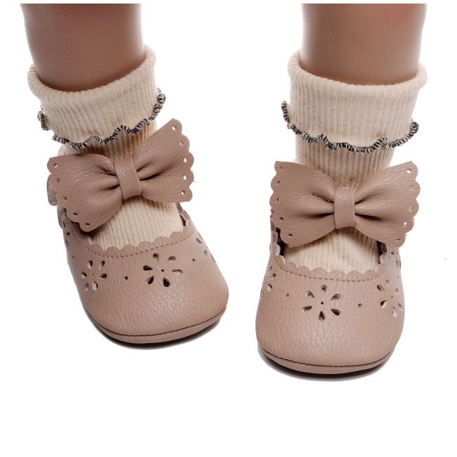 Pantofiori eleganti pentru bebelusi cu fundita si perforatii florale chb148-6-va18