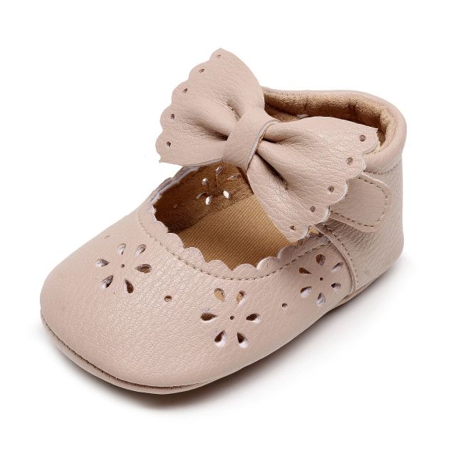 Pantofiori eleganti pentru bebelusi cu fundita si perforatii florale chb148-6-va18