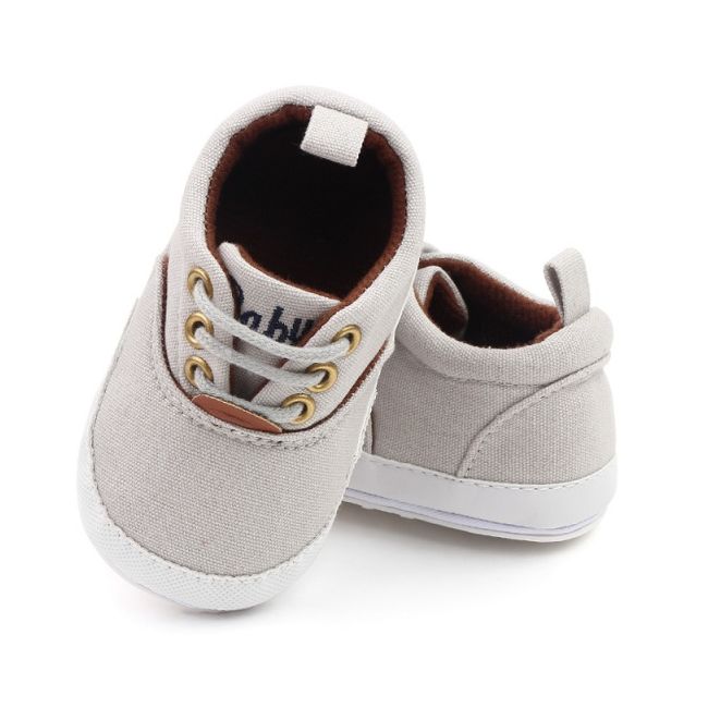 Pantofiori gri cu sireturi pentru bebelusi chd2759-5-va18