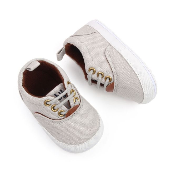 Pantofiori gri cu sireturi pentru bebelusi chd2759-5-va18