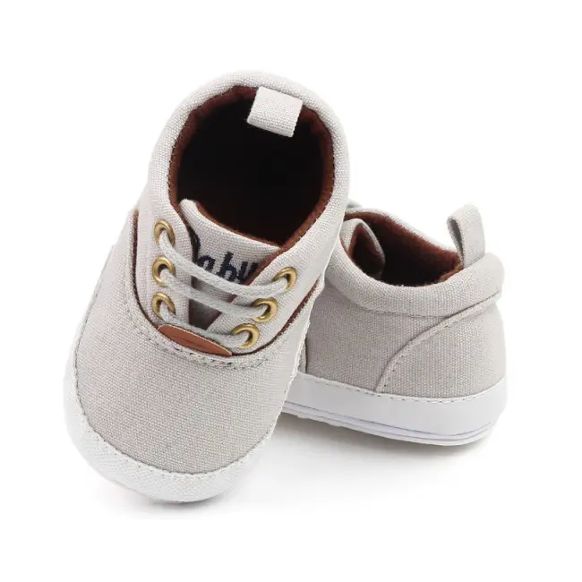 Pantofiori gri cu sireturi pentru bebelusi chd2759-5-va18