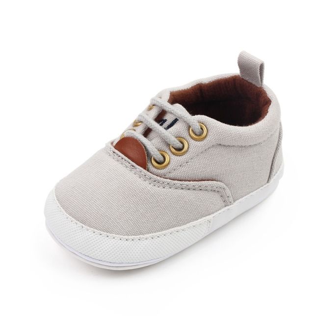 Pantofiori gri cu sireturi pentru bebelusi chd2759-5-va18