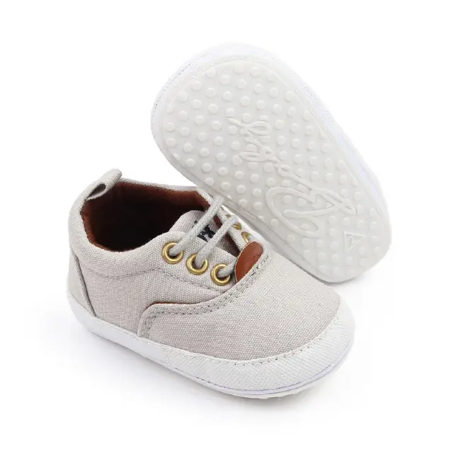 Pantofiori gri cu sireturi pentru bebelusi chd2759-5-va18