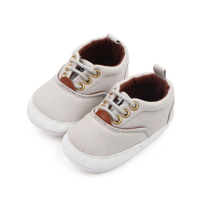 Pantofiori gri cu sireturi pentru bebelusi chd2759-5-va18